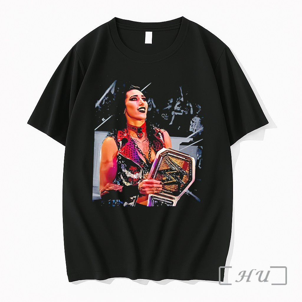 Officials Wwe4u Rhea Ripley Holding Championship Belt Illustration Tee