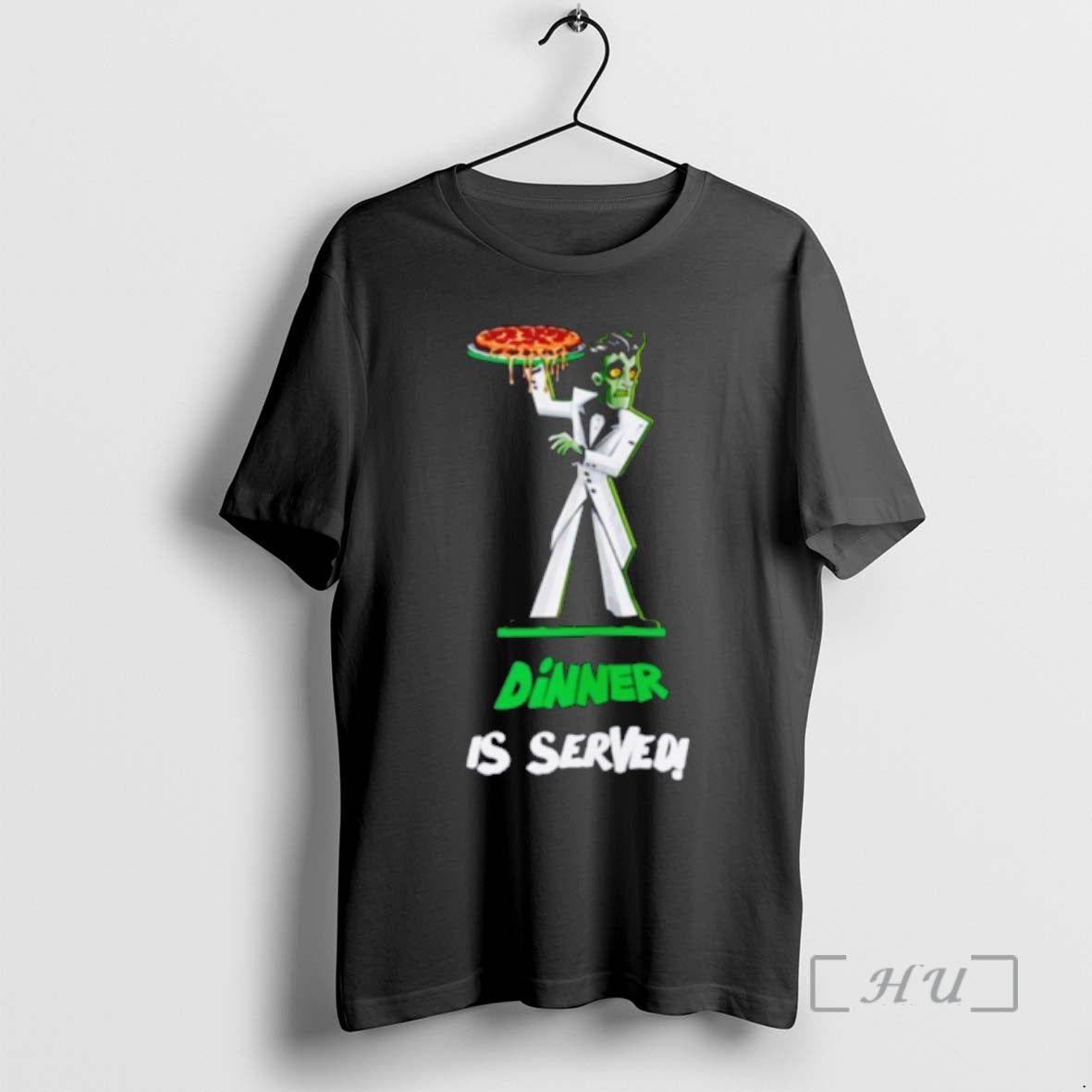 Officials Zombie Holding Pizza Dinner Is Served T-Shirts, Hoodie, Sweatshirt | CoreVibeTees.com