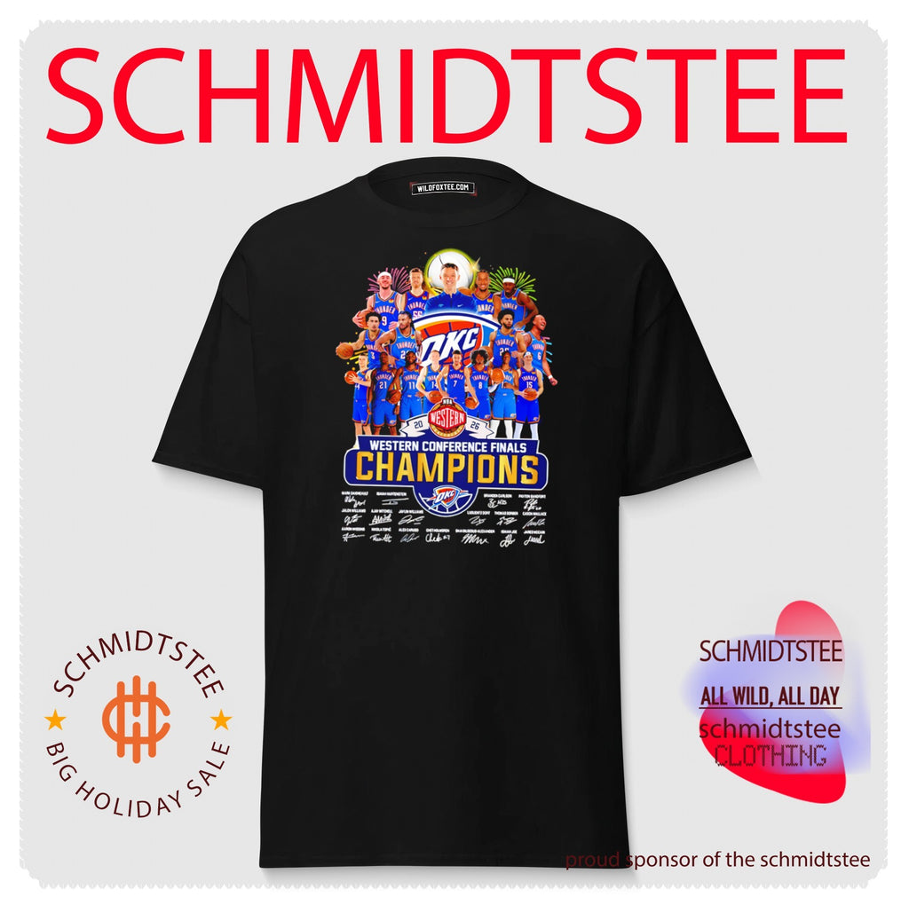Oklahoma City Thunder Basketball Western Conference Champions 2026 signatures shirt