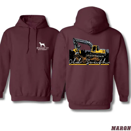 Old South Hoodie - Bold Construction and Excavator Design with Southern Pride, Perfect for Heavy Equipment Operators, Construction Enthusiasts, and Southern Workers, Unisex Hoodie for Everyday Comfort and Showcasing the Strength of Southern Labor Menswear