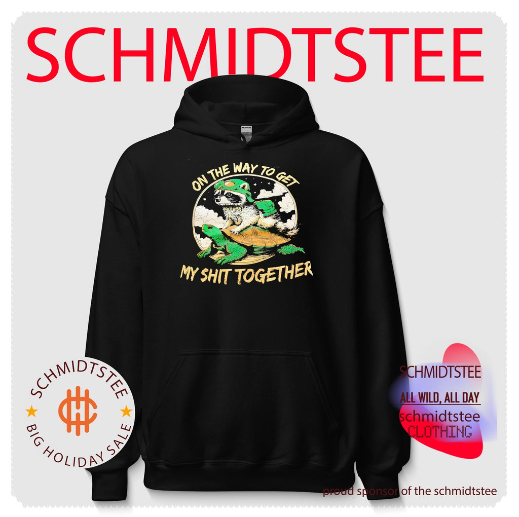 On the way to get my shit together racoon and turtle graphic shirt