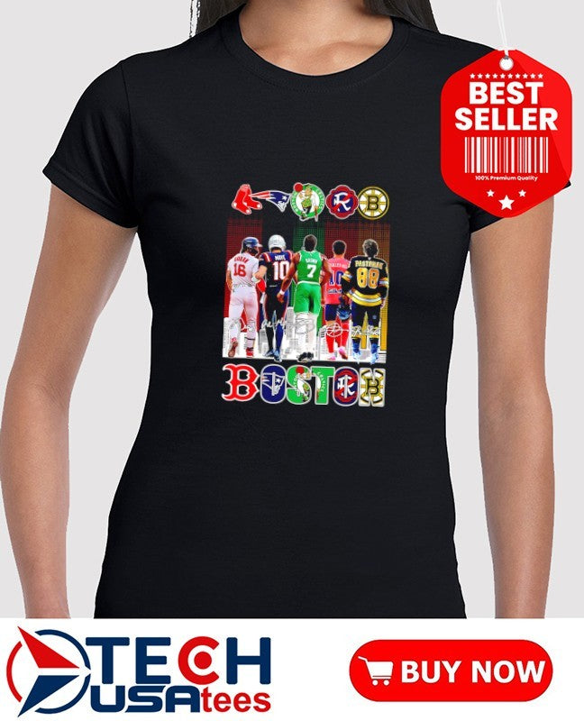 One city one heart all Boston Team skyline signatures shirt