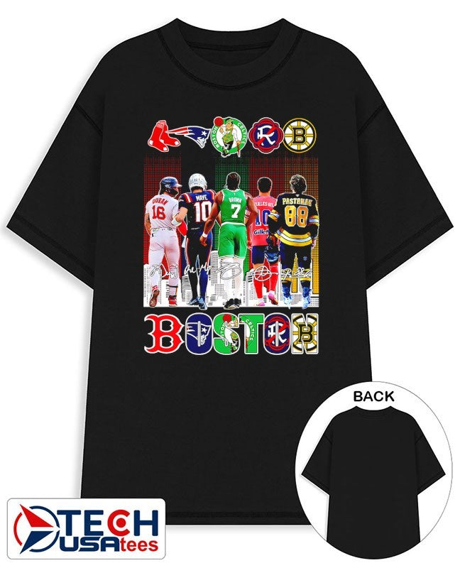 One city one heart all Boston Team skyline signatures shirt