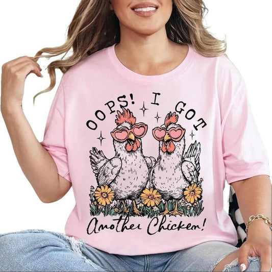 Oops I Got Another Chicken Shirt, Funny Farm Animal Shirt, Rustic Farmhouse Sublimation Trendy Chicken Lover Shirt, Cute Country Floral Hen, Summer Shirt, Gift For Mom, Gift For Her