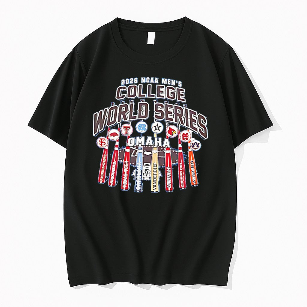 Original 2026 Cws Ncaa Mens College World Series 8 Team Bats Tee Tshirts Jpg