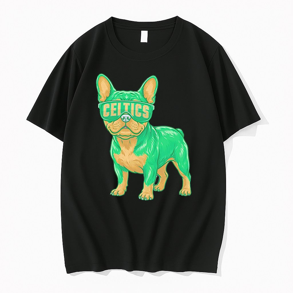 Original Boston Celtics French Bulldog Cartoon Tee Tshirts Jpg