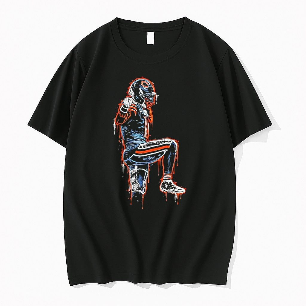 Original Chicago Bears Kneeling Player Drip Art Nfl Football Black Tshirts Jpg