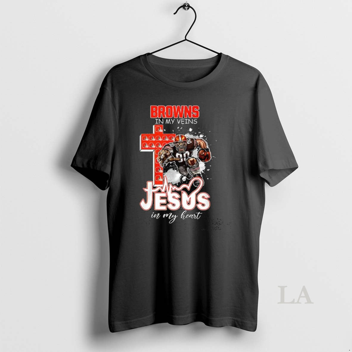 Original Cleveland Browns In My Veins Jesus In My Heart Mascot T-Shirts, Hoodie, Sweatshirt | CoreVibeTees.com