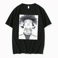 Original Distressed Graphic Portrait White Glowing Eyes Sharp Teeth Black Tshirts