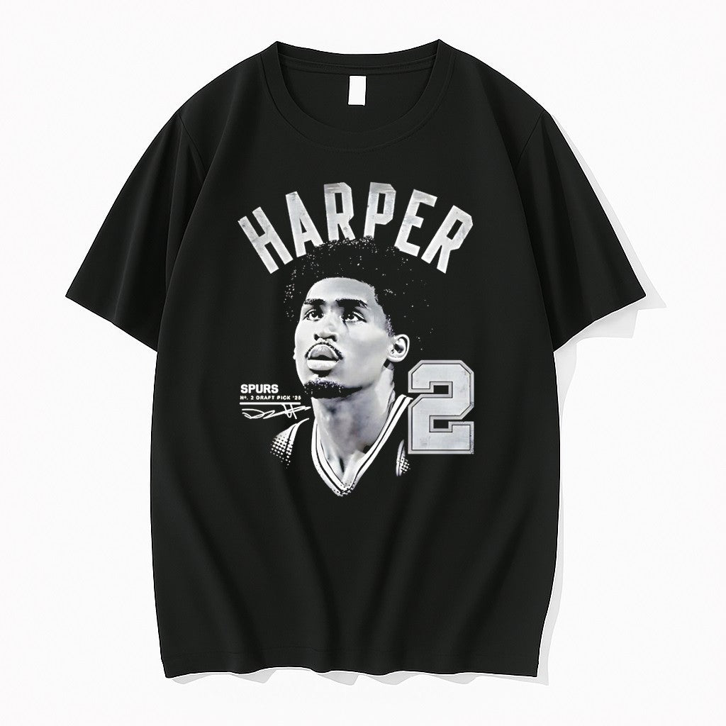 Original Dylan Harper 2 San Antonio Spurs Basketball Draft Pick 25 Signature Tshirts