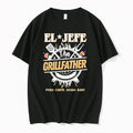 Original El Jefe The Grillfather Puro Carne Asada Baby Chef Tshirts Jpg