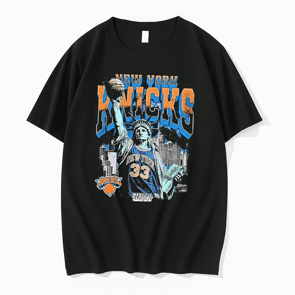 Original Eternal Heart Std Statue Of Liberty Holding Basketball New York Knicks Black Tshirts