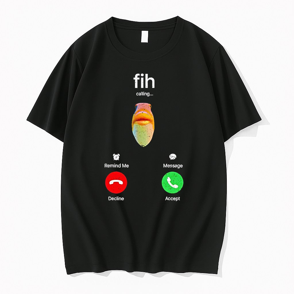 Original Fish Calling Screen Fih Meme Funny Animal Phone Incoming Mobile Interface Tshirts