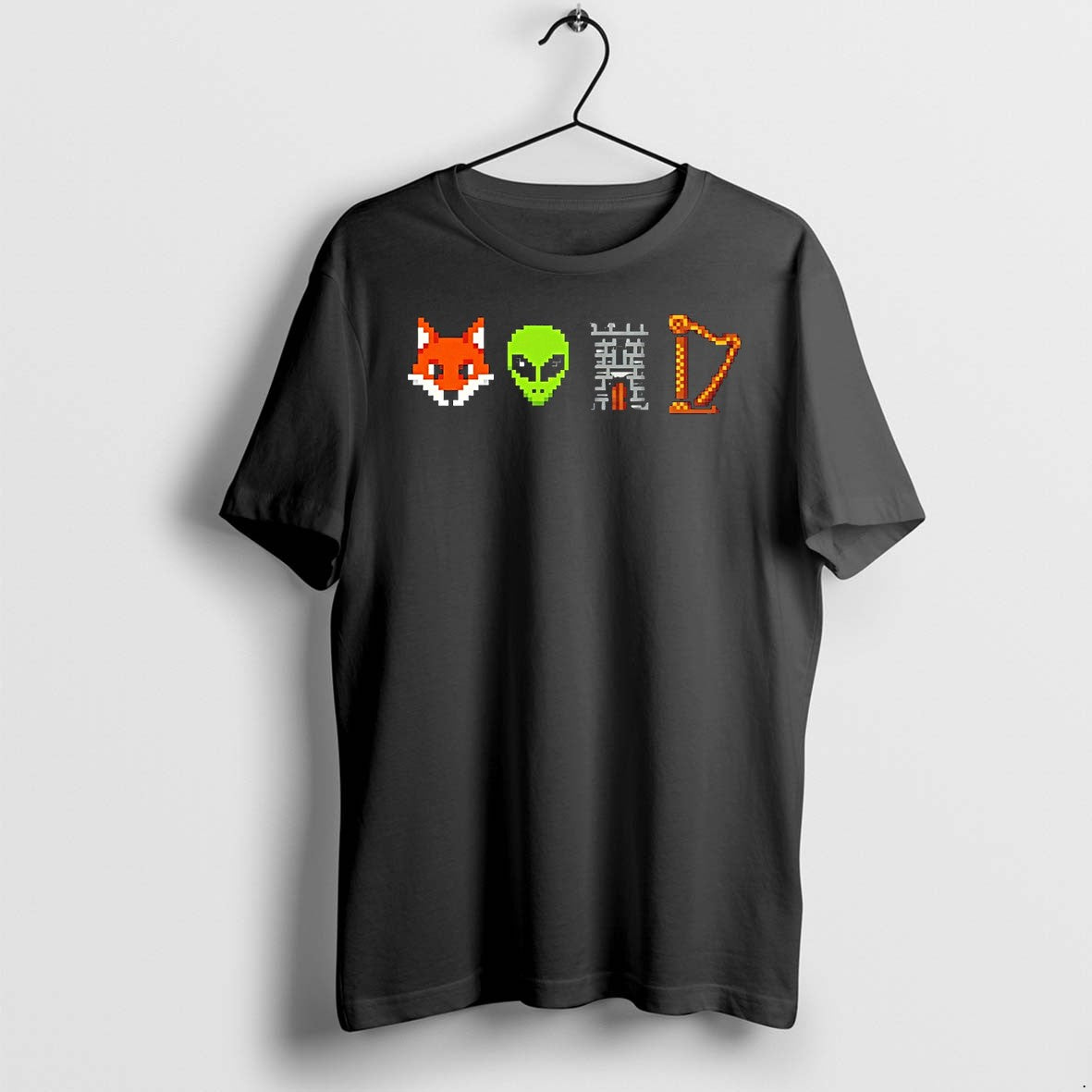 Original Fox Alien Castle Harp Pixel Art Design Icon Spurs Basketball Players Tshirts