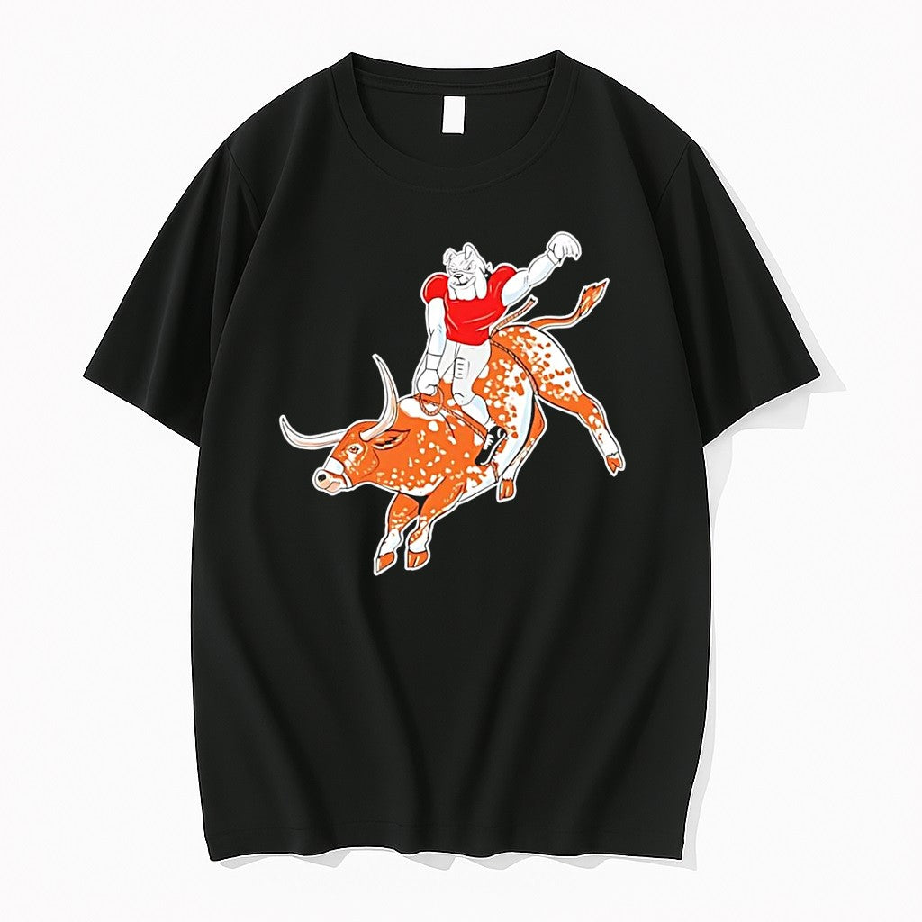 Original Georgia Bulldogs Riding Texas Longhorns Horns Down Black Tshirts Jpg