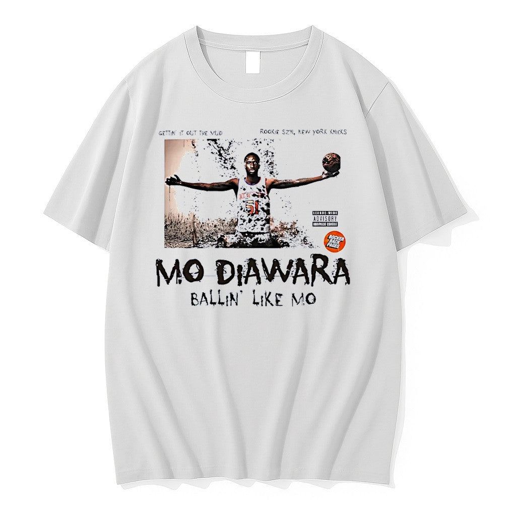 Original Gettin It Out The Mud Ballin Like Mo Diawara New York Knicks White Tshirts
