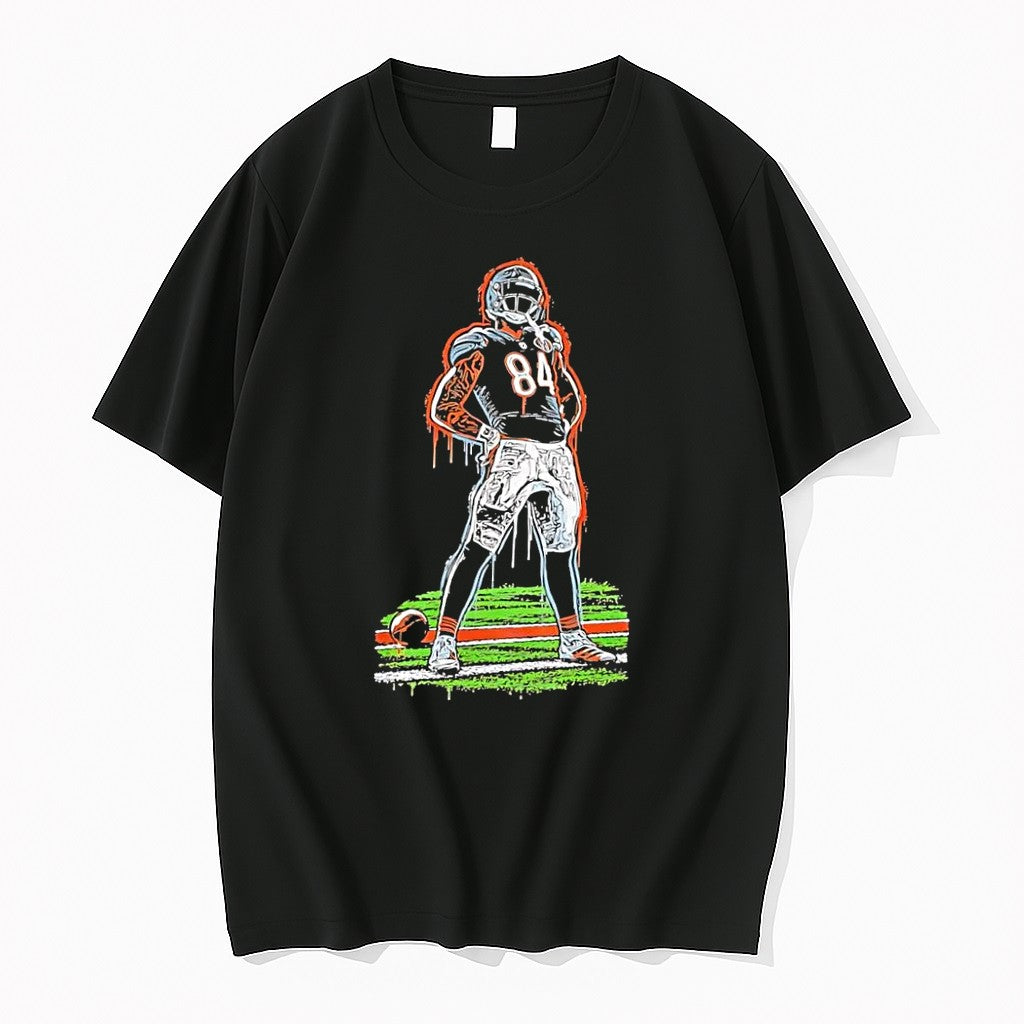 Original Gridiron Drip 84 Football Player Standing Chicago Bears Black Tshirts
