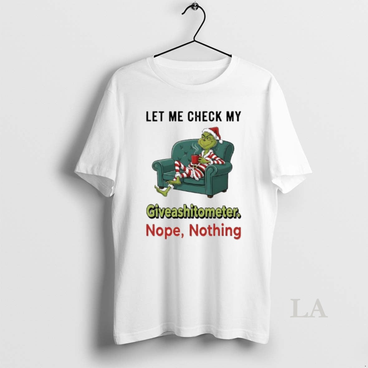 Original Grinch Xmas Let Me Check My Giveashitometer Nope Nothing T-Shirts, Hoodie, Sweatshirt | CoreVibeTees.com