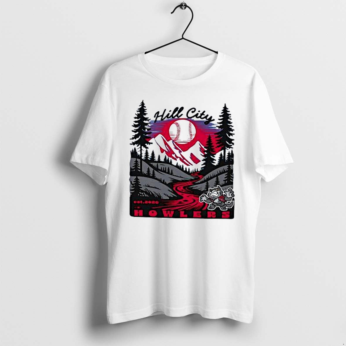 Original Hill City Howlers Wolf Baseball Landscape Est 2026 Tshirts Jpg