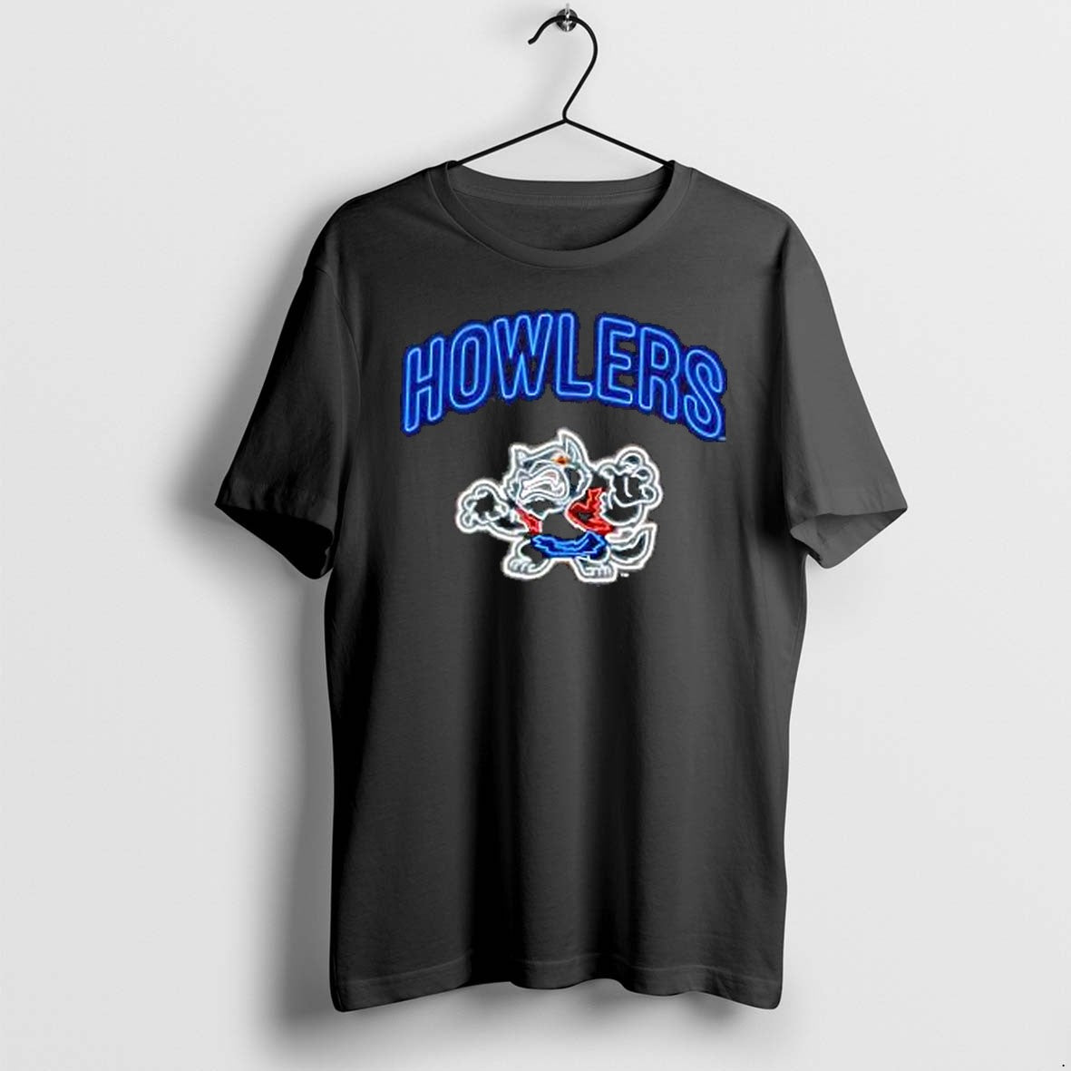 Original Howlers Neon Wolf Mens Tshirts Jpg