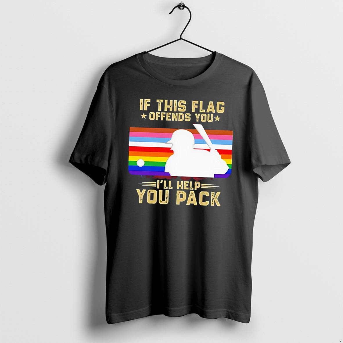 Original If This Flag Offends You Ill Help You Pack Pride Baseball Tee Tshirts