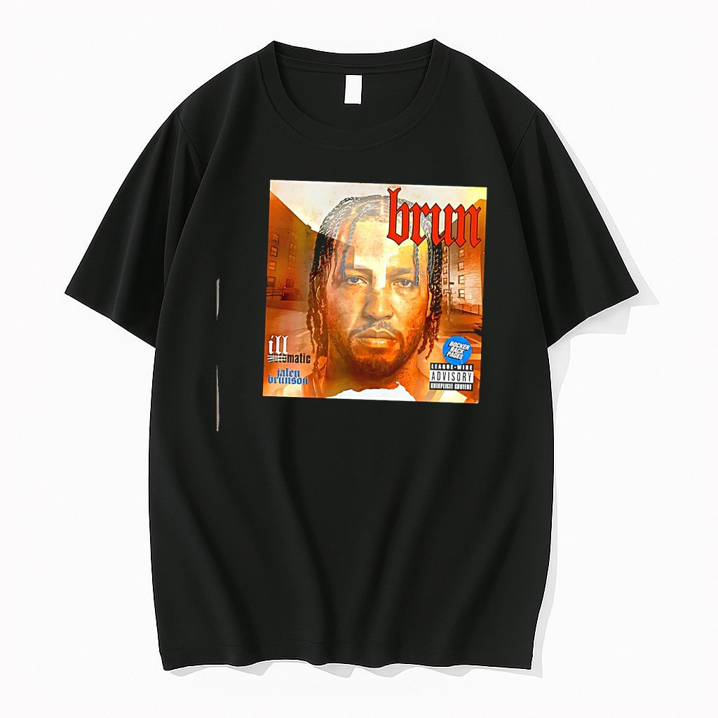 Original Illmatic Brun Bocker Back Pages League Wide Advisory Jalen Brunson Black Tshirts
