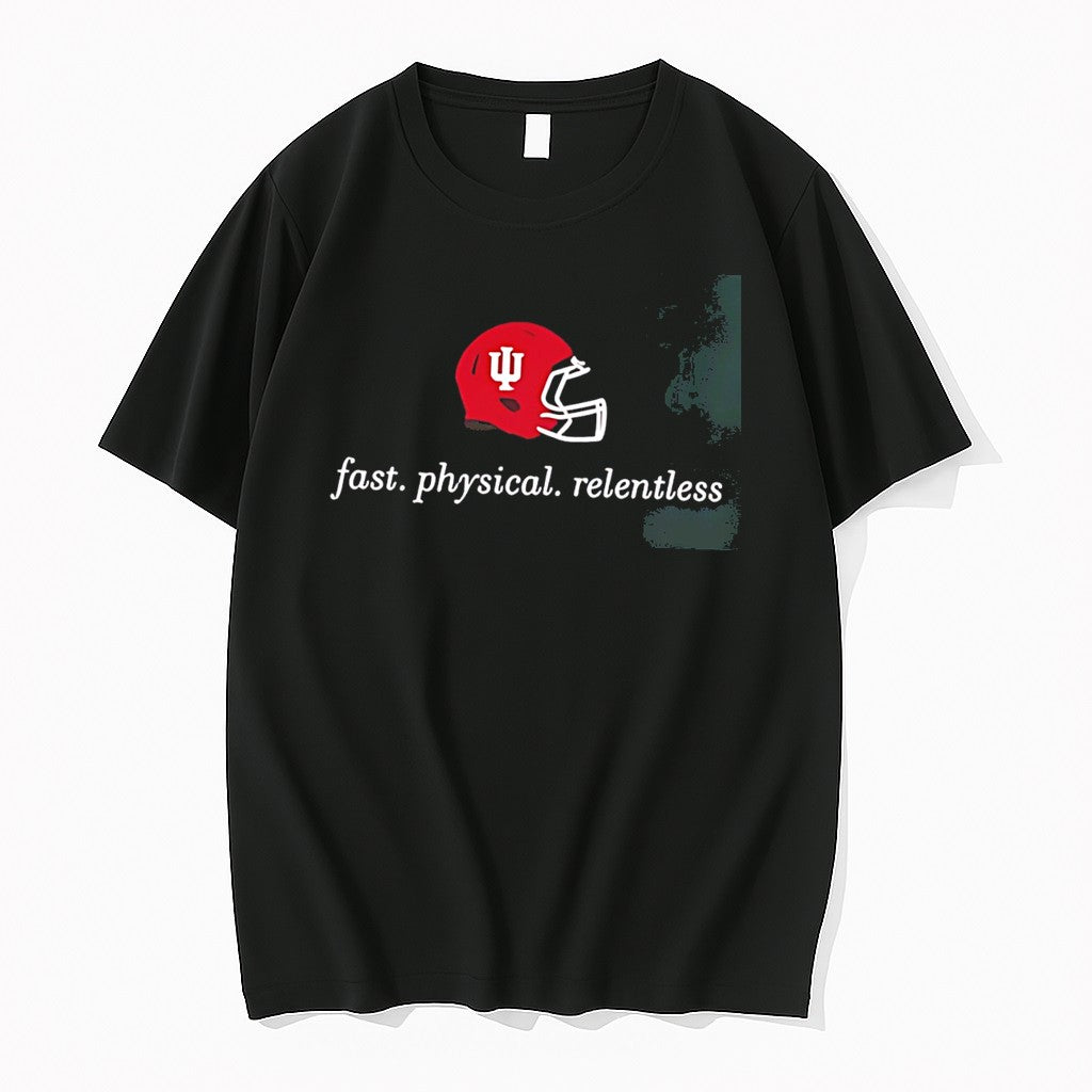 Original Indiana Hoosiers Fast Physical Relentless Helmet Logo Tee Tshirts Jpg
