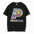 Original Indianapolis Sports Teams City Collage Logo Pacer Colts Fever Eleven Black Tshirts