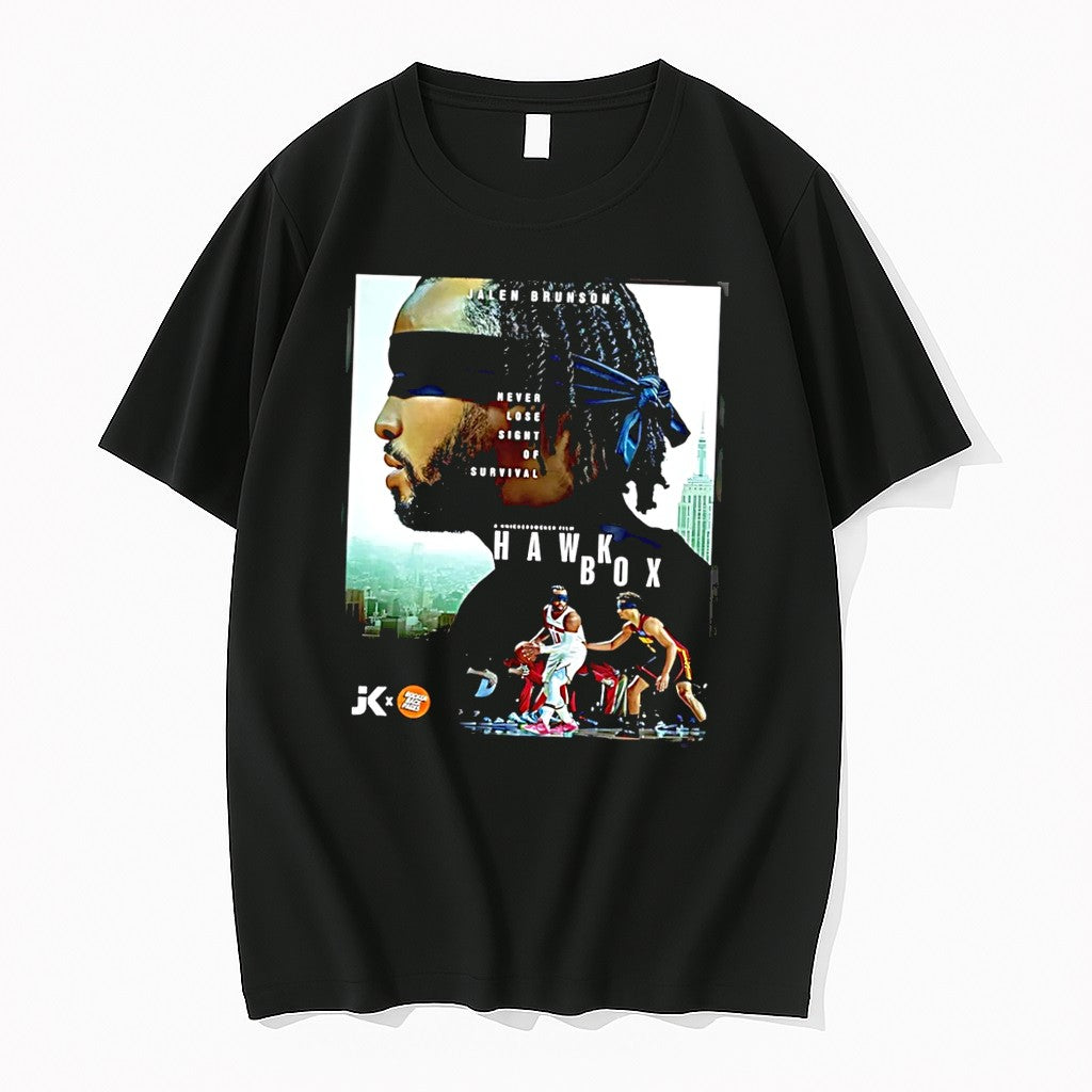 Original Jalen Brunson Never Lose Sight Of Survival Hawkbox New York Knicks Black Tshirts