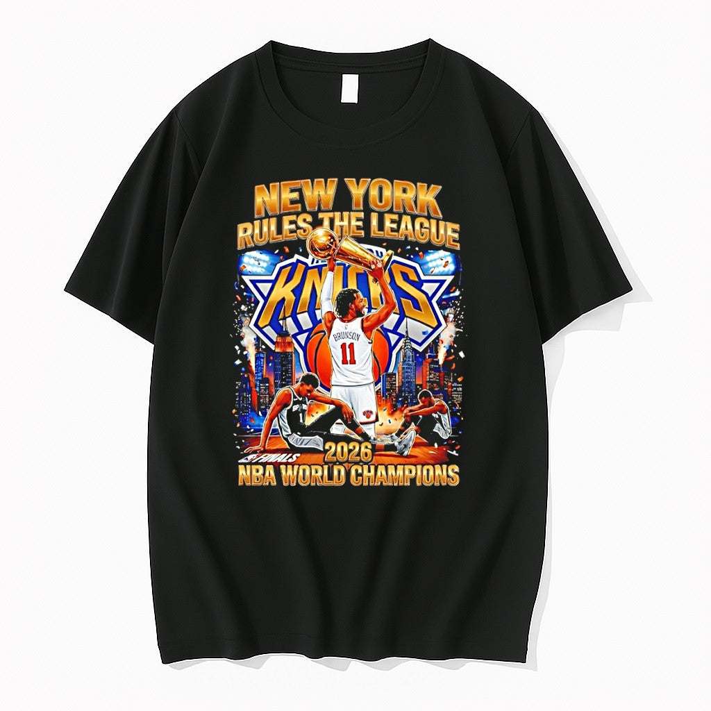 Original Jalen Brunson New York Knicks Spurs 2026 Nba World Champions Rules The League Tshirts