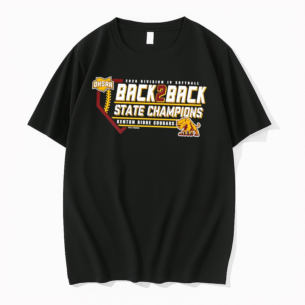 Original Kenton Ridge Cougars 2026 Ohsaa Softball D4 Back2back State Champions Tee Tshirts