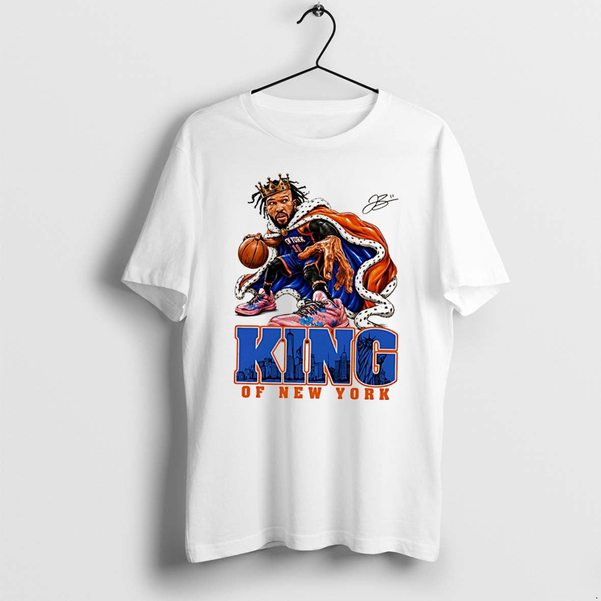 Original King Of New York Knicks Jalen Brunson Signature Paint Tee Tshirts Jpg