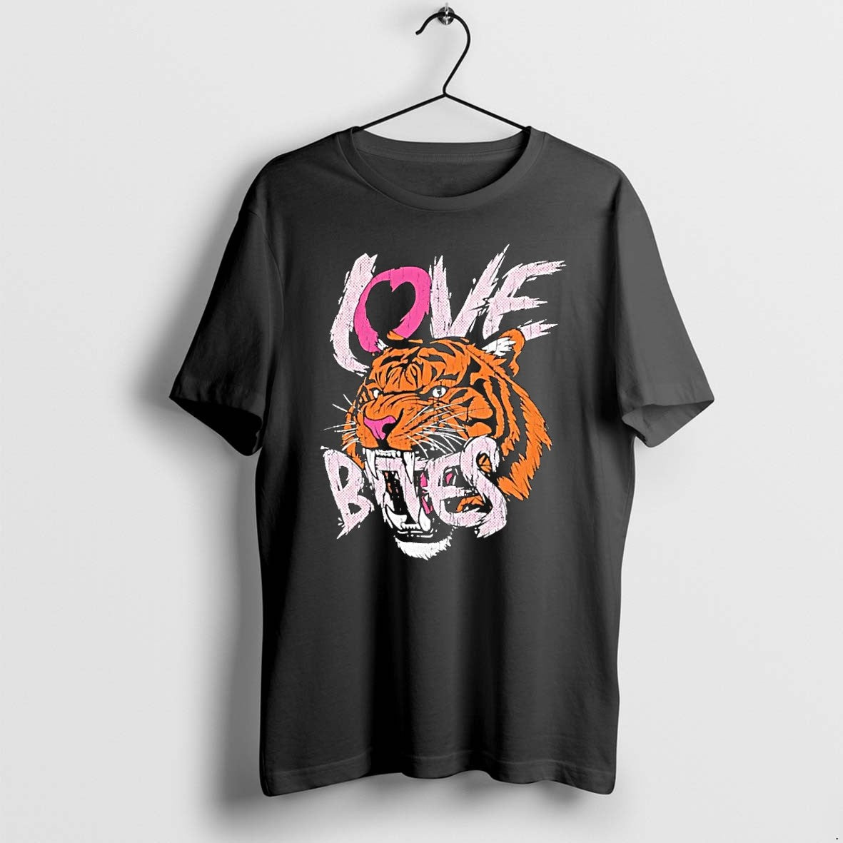 Original Love Bites Tiger Roaring Face Black Tshirts Jpg