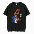 Original Lucky Mong Mitchell Robinson Dunking On Joel Embiid Knicks 76ers Black Tshirts