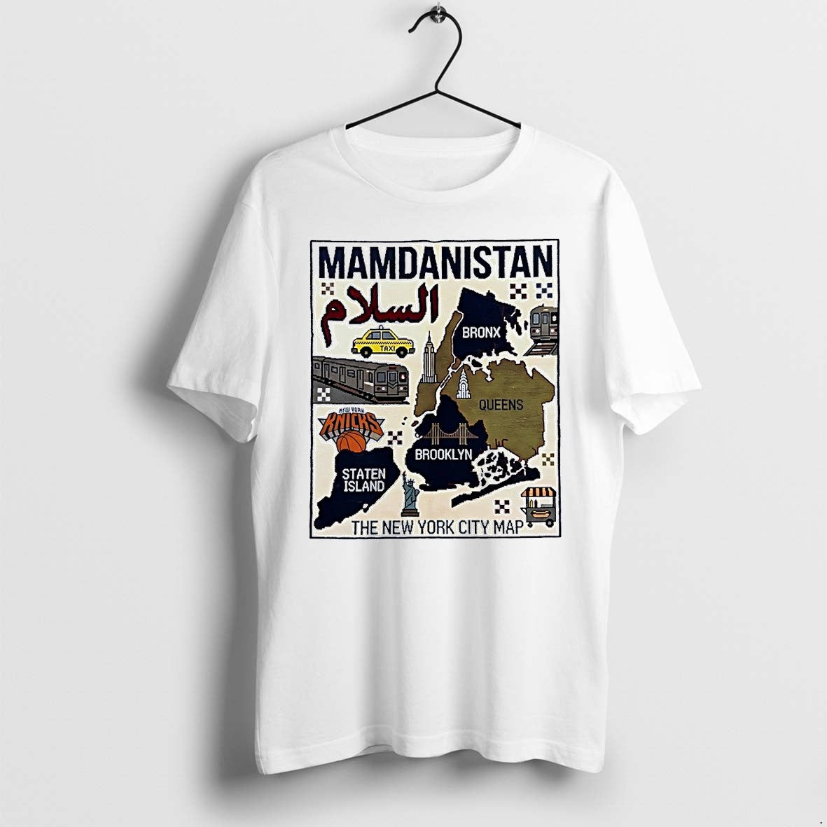 Original Mamdanistan Salaam New York City Map Bronx Queens Brooklyn Staten Island White Tshirts