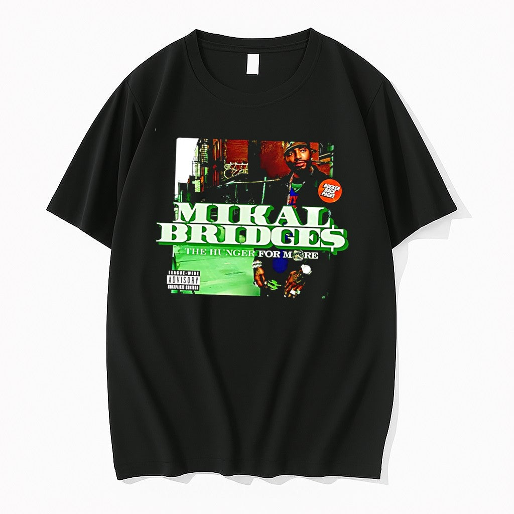 Original Mikal Bridges The Hunger For More League Wide Advisory Black Tshirts