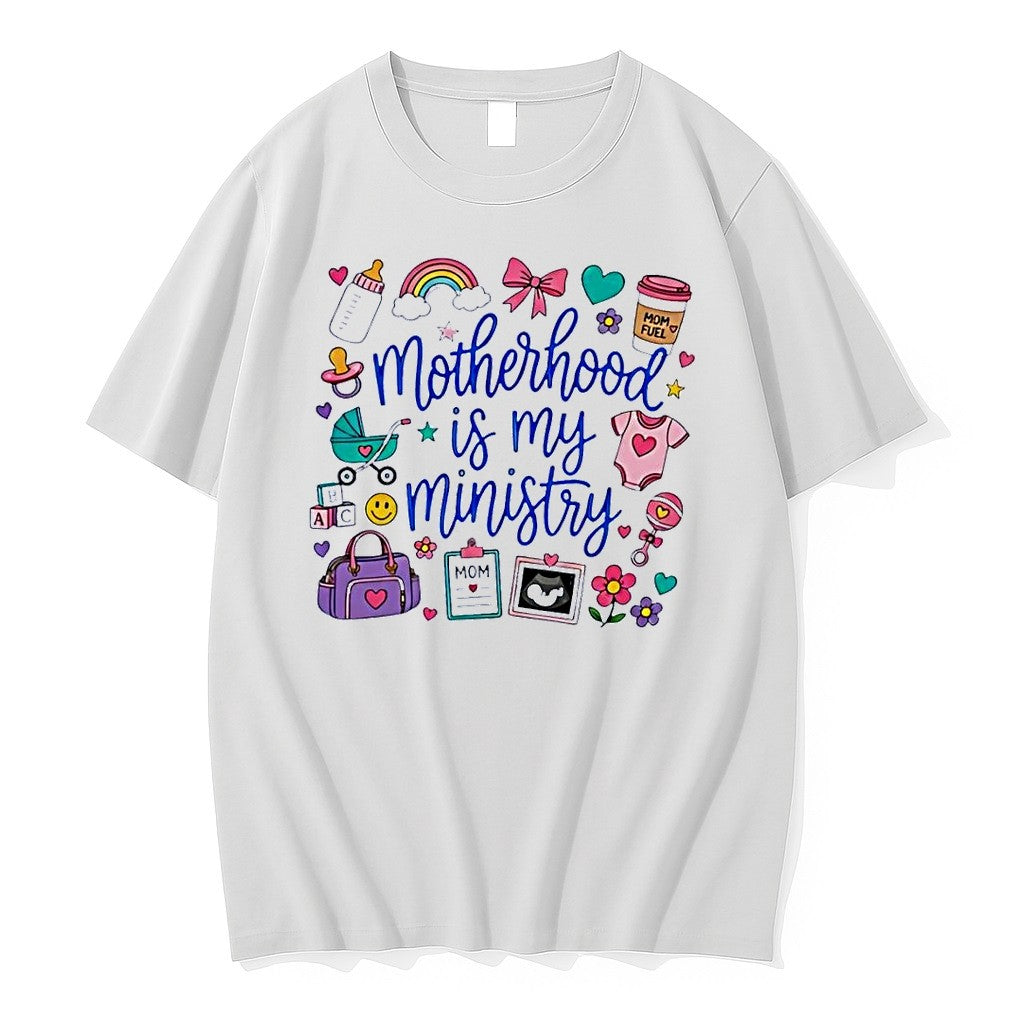 Original Motherhood Is My Ministry Rainbow Baby Shower Gift White Tshirts Jpg