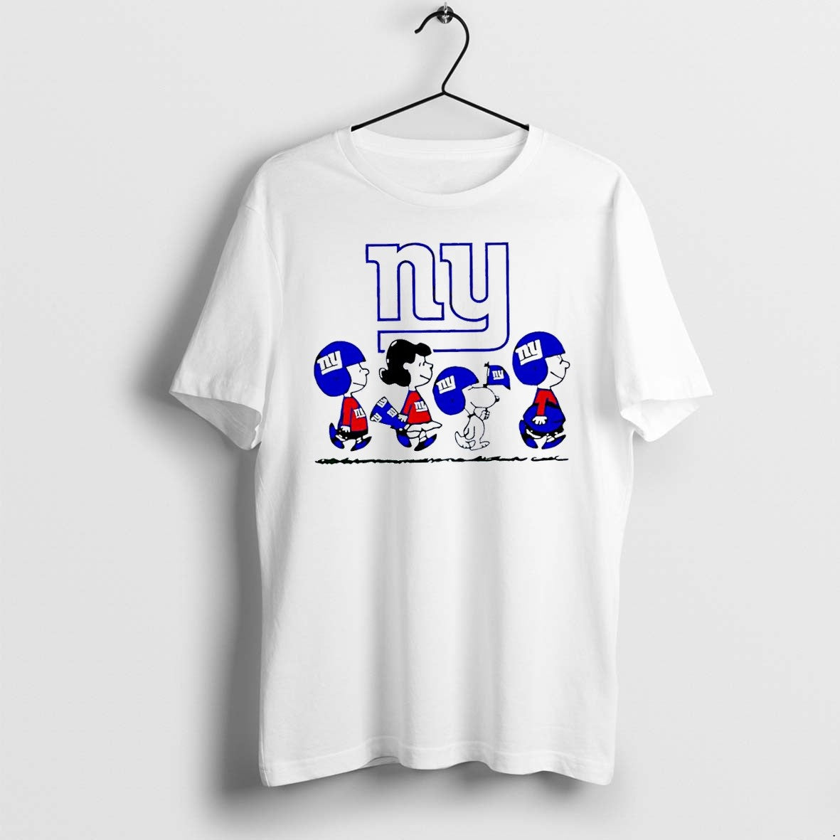 Original Ny Peanuts Snoopy Football Team With The New York Giants Nfl Merch White Tshirts