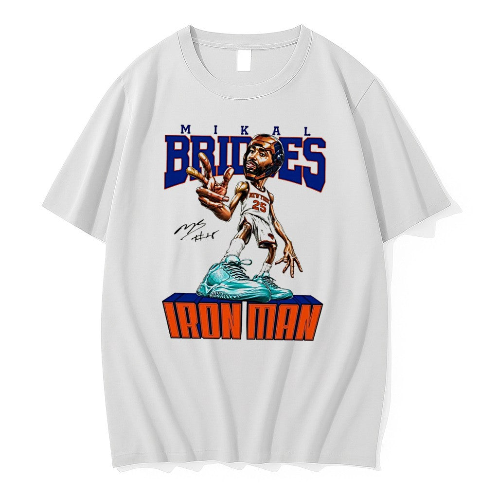 Original New York Knicks Mikal Bridges Iron Man Big Head Signature Tee Tshirts