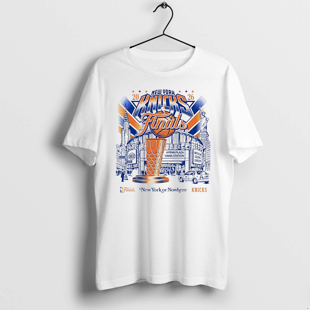 Original New York Knicks Basketball Skyline Finals 2026 4 Penn Plaza Vania Station Tshirts