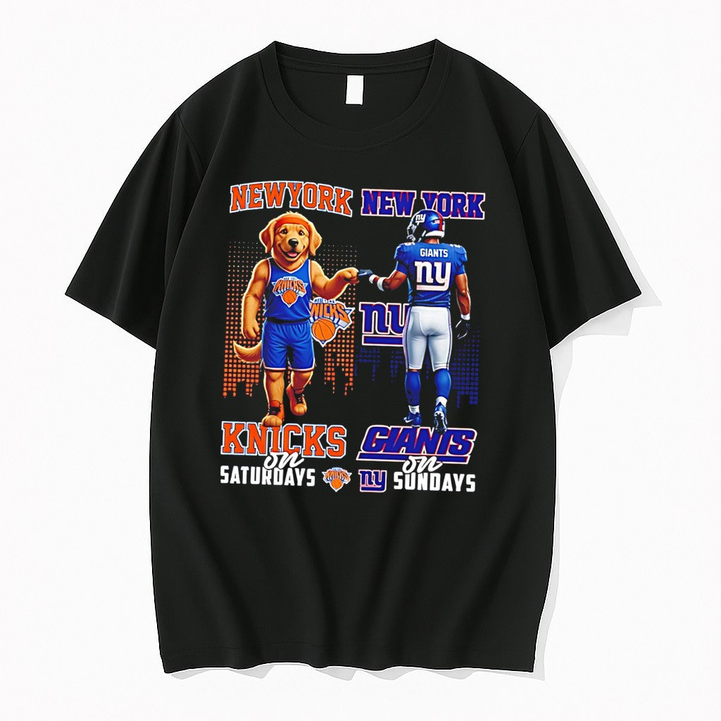 Original New York Knicks On Saturdays And New York Giants On Sundays Tee Tshirts