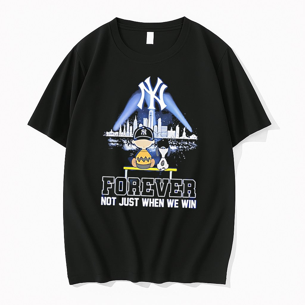 Original New York Yankees Forever Not Just When We Win Snoopy Skyline Tee Tshirts