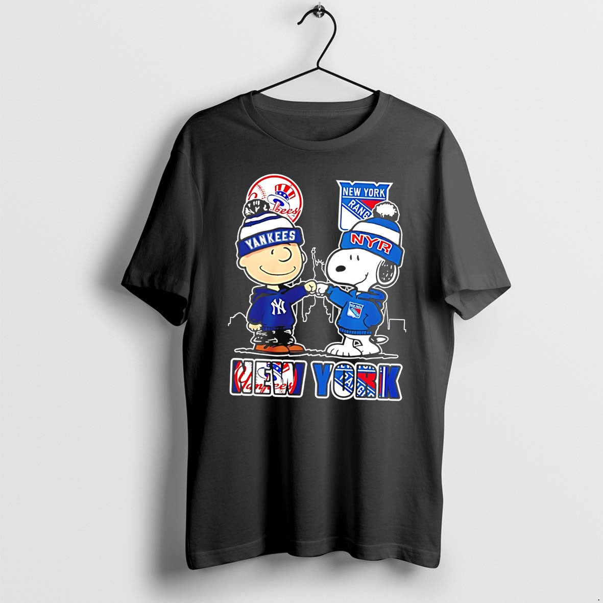 Original New York Yankees Vs New York Rangers Featuring Charlie Brown And Snoopy Tee Tshirts
