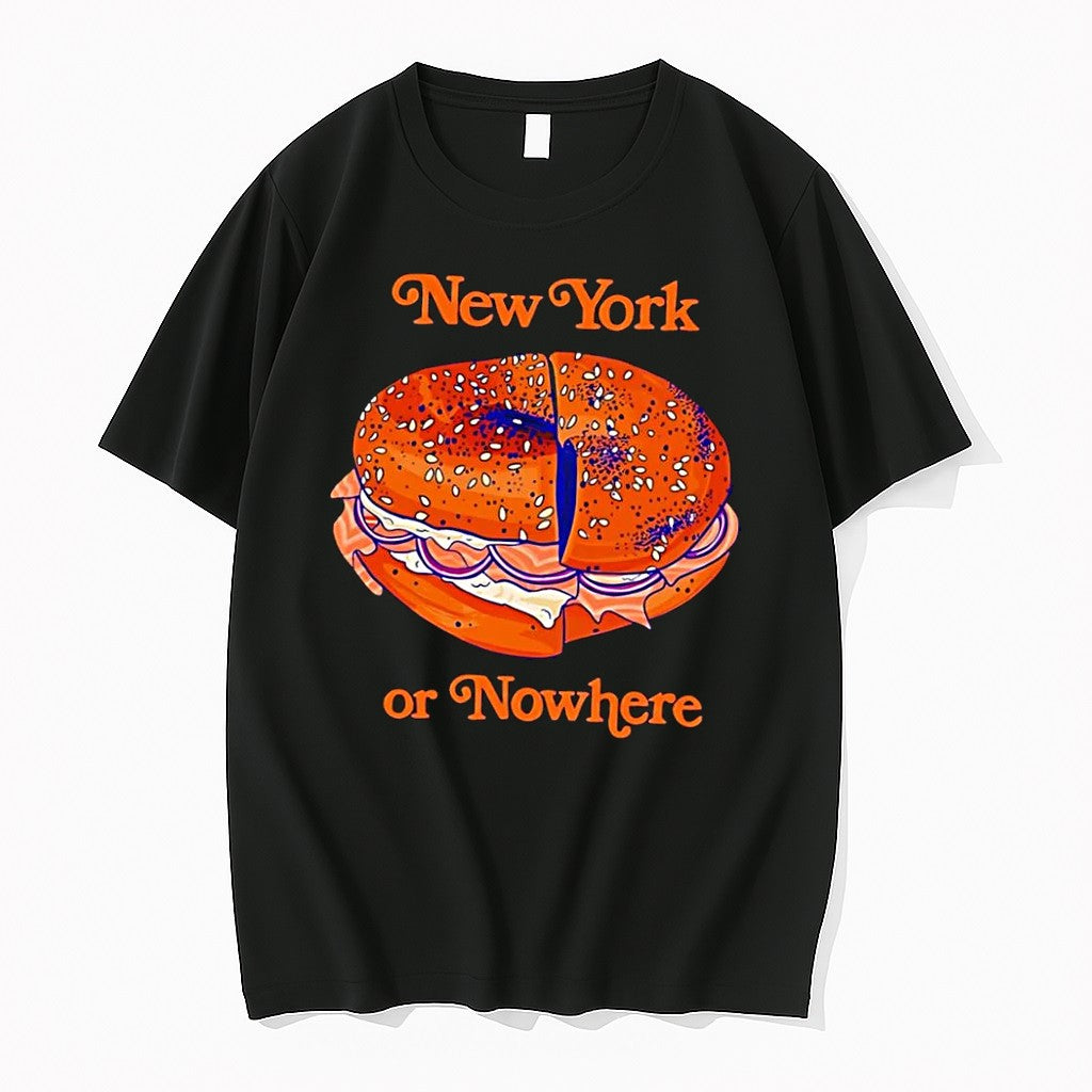 Original New York Or Nowhere Bagel Graphic Black Tshirts Jpg