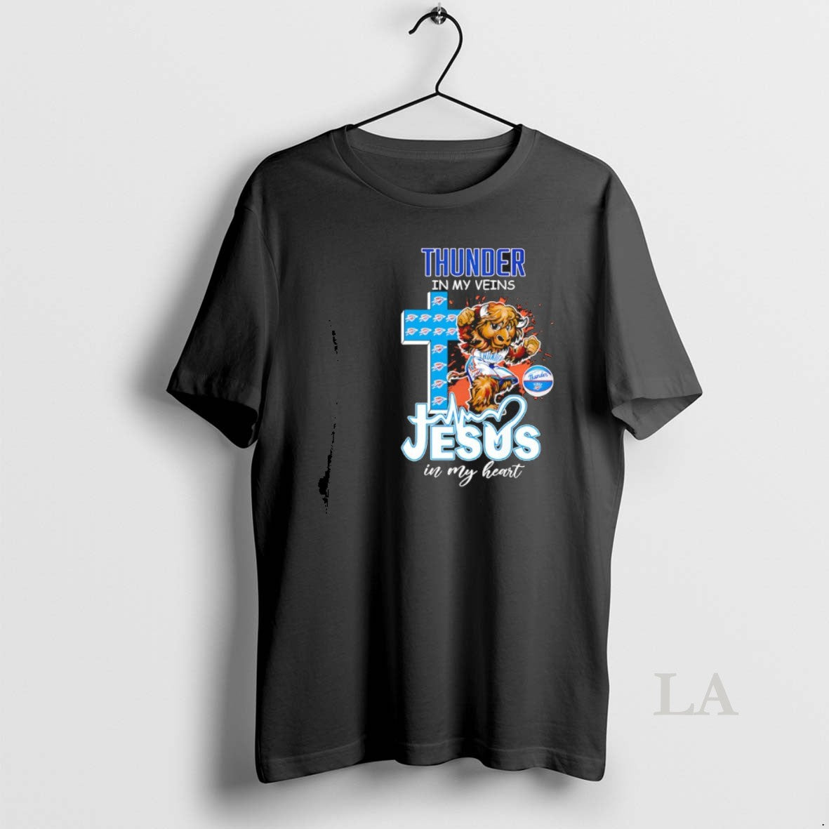 Original Oklahoma City Thunder In My Veins Jesus In My Heart Mascot T-Shirts, Hoodie, Sweatshirt | CoreVibeTees.com