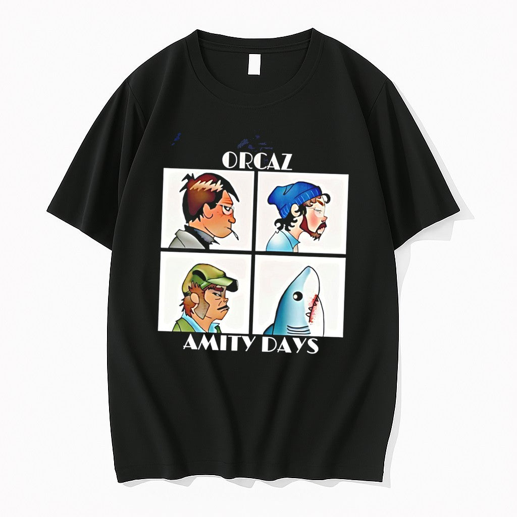 Original Orcaz Amity Days Demon Days And Jaws Parody Tee Tshirts Jpg