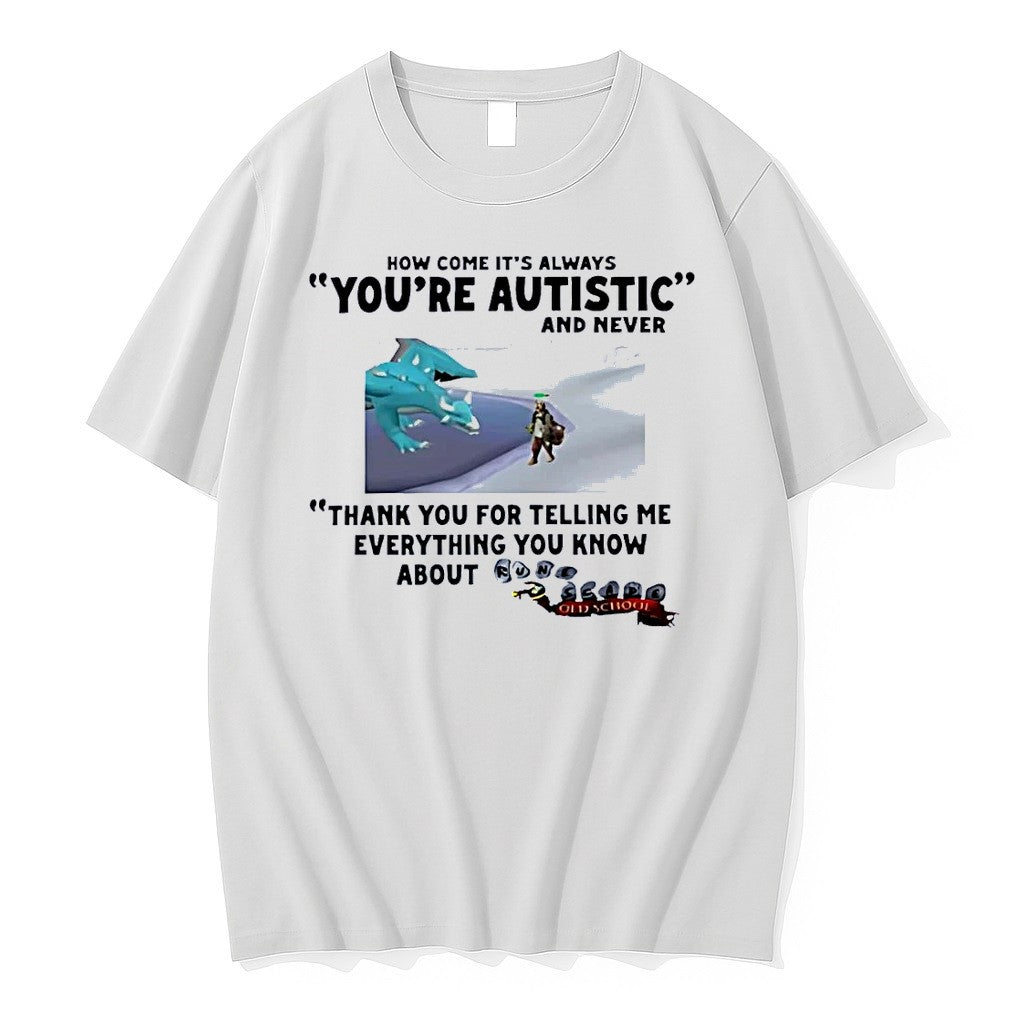 Original Oversized Fit Gaming Apparel Old School Runescape Player Infodumping White Tshirts