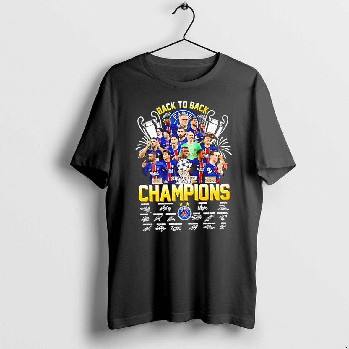 Original Psg Back To Back 2025 2026 Champions League Champs Signatures Tshirts