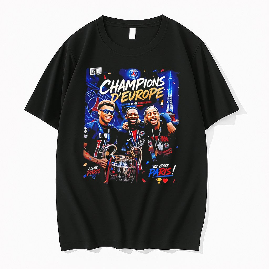 Original Paris Saint Germain Champions Deurope Ici Cest Paris Illustration Tee Tshirts