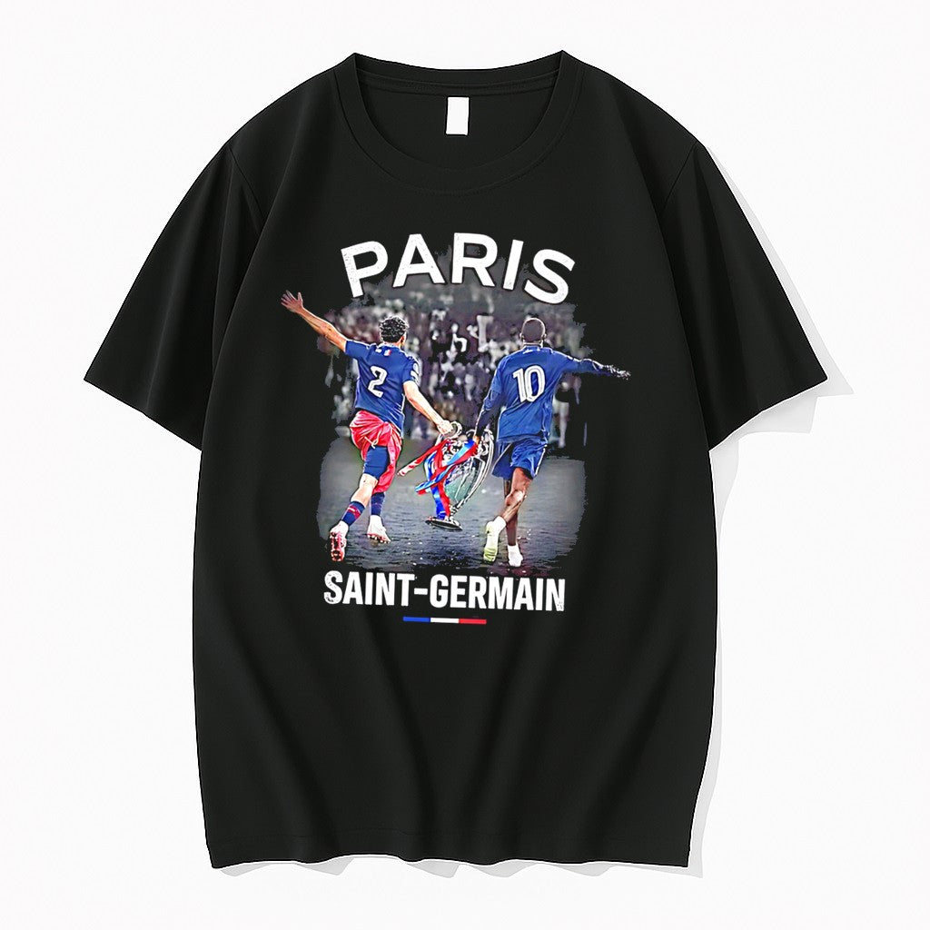 Original Paris Saint Germain Players Holding Uefa Champions League Trophy Tee Tshirts